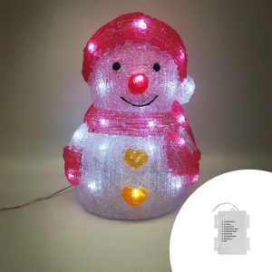 Foto principale Pupazzo di neve luminoso 3D 30 Led 26cm in acrilico a batteria Wisdom