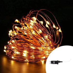 Foto principale Stringa 30 metri da 300 Microled Bianco Caldo fisso e Bianco Caldo intermittente con cavo in rame Wisdom