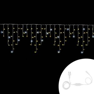 Foto principale Tenda luminosa 3 metri 120 MaxiLed Reflex Professionale Bianco Caldo fisso e Bianco Freddo intermittente stalattiti prolungabile altezza 100cm da esterno Wisdom