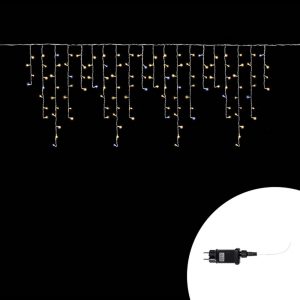 Foto principale Tenda luminosa 6 metri 256 Led Bianco Caldo fisso e Bianco Freddo intermittente stalattiti prolungabile altezza 100cm da esterno Wisdom