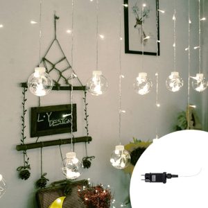 Foto principale Tenda luminosa con Sfere 3 metri 168 Led Bianco Freddo stalattiti prolungabile altezza 100cm per interno Wisdom