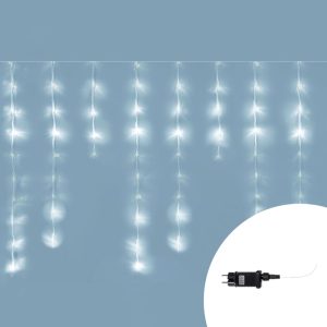 Foto principale Tenda luminosa effetto pioggia 10 metri da 420 Led Bianco Freddo stalattiti altezza 90cm da esterno Wisdom