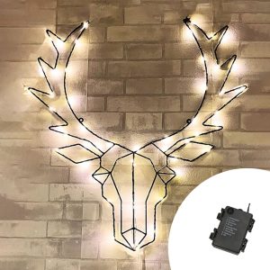 Foto principale Testa di Renna luminosa da parete 50 Led luce decorativa 58cm Bianco Caldo a batteria Wisdom