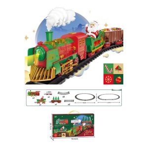 KICHOUSE Trenino Natalizio Elettrico Con Binari - Luci Vivaci E Musica, Giocattolo Educativo Per Bambini E Decorazione Per Albero Di Natale