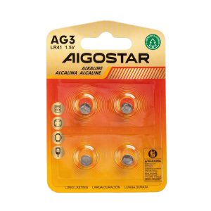 Foto principale Batteria bottone Aigostar 1,5V LR41 Zinco manganese confezione da 4 pile