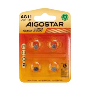 Foto principale Batteria bottone Aigostar 1,5V LR44 Zinco manganese confezione da 4 pile