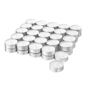 Foto principale Candele Tealight bianche non profumate lumini durata 4 ore confezione da 50 pezzi