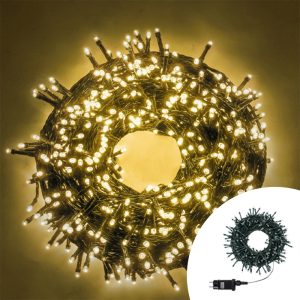 Foto principale Catena di luci 11 metri da 360 Led Full Flash Bianco Caldo con cavo verde e autospegnimento Wisdom