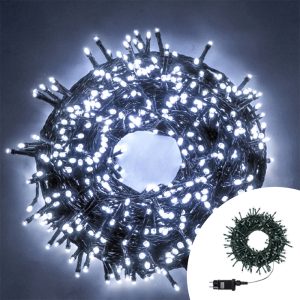 Foto principale Catena di luci 11 metri da 360 Led Full Flash Bianco Freddo con cavo verde e autospegnimento Wisdom