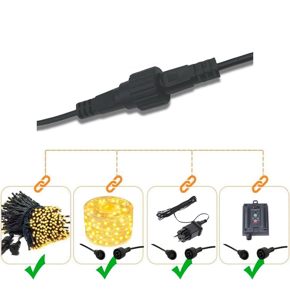 Prolunga Per Catena Di Luci 10 Metri – Cavo A 2 Pin IP44 – Adatta Per Luci Fata E Luci Esterne