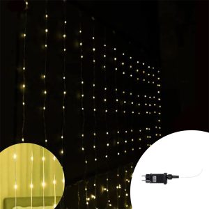Foto principale Tenda luminosa effetto cascata 6 metri da 480 Led Bianco Caldo altezza 120cm da esterno Wisdom