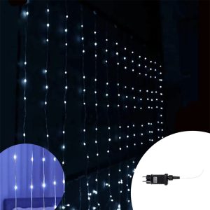 Foto principale Tenda luminosa effetto cascata 6 metri da 480 Led Bianco Freddo altezza 120cm da esterno Wisdom