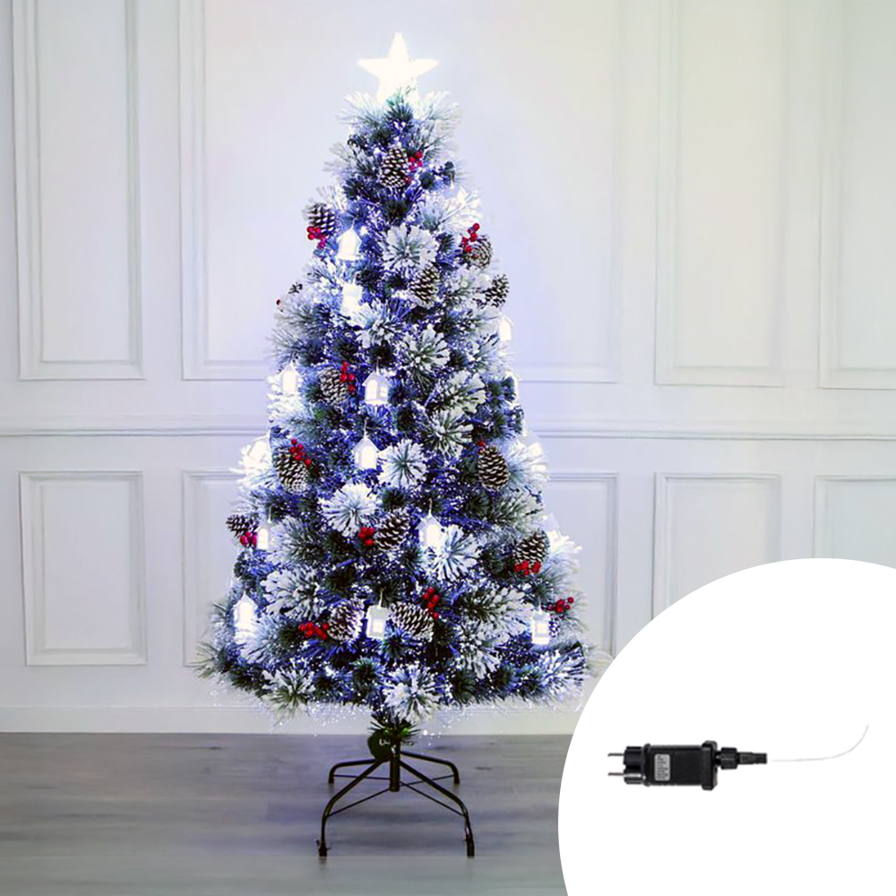 Foto principale Albero di Natale luminoso 180cm con pigne e casette luminose Bianco Freddo Wisdom