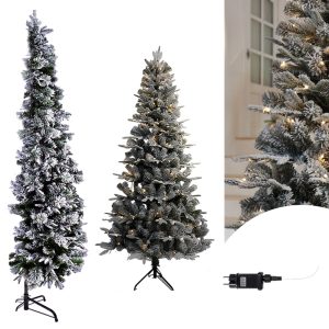 Foto principale Albero di Natale luminoso ad Angolo 180cm innevato 180 Led Bianco Caldo Wisdom