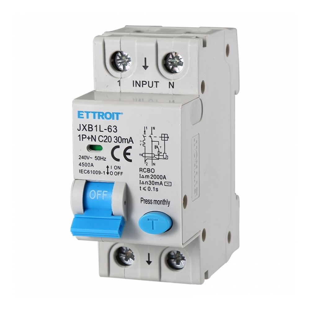 Foto principale Interruttore magnetotermico differenziale modulare 1P+N 20A 30mA 6KA 220V Ettroit
