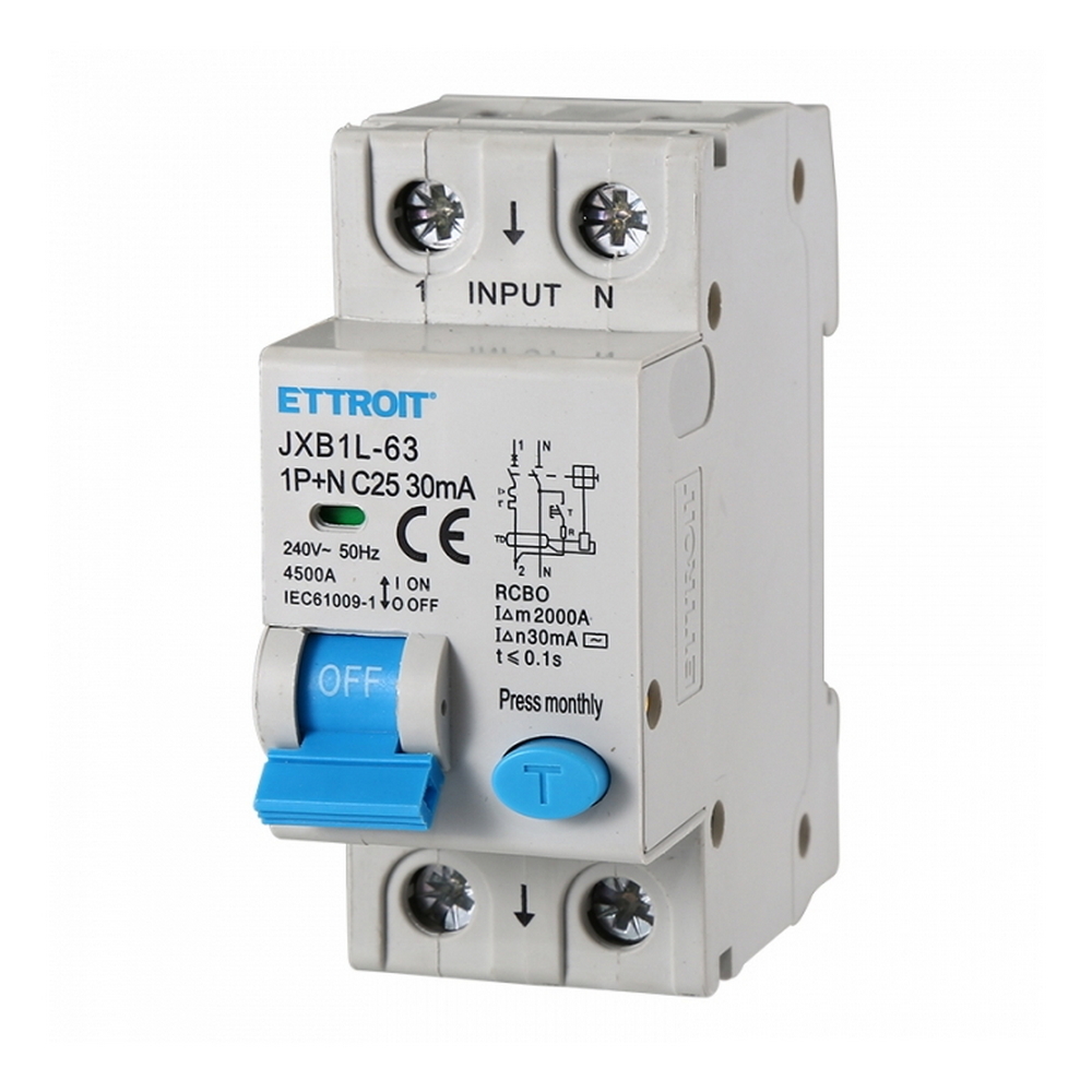 Foto principale Interruttore magnetotermico differenziale modulare 1P+N 25A 30mA 6KA 220V Ettroit