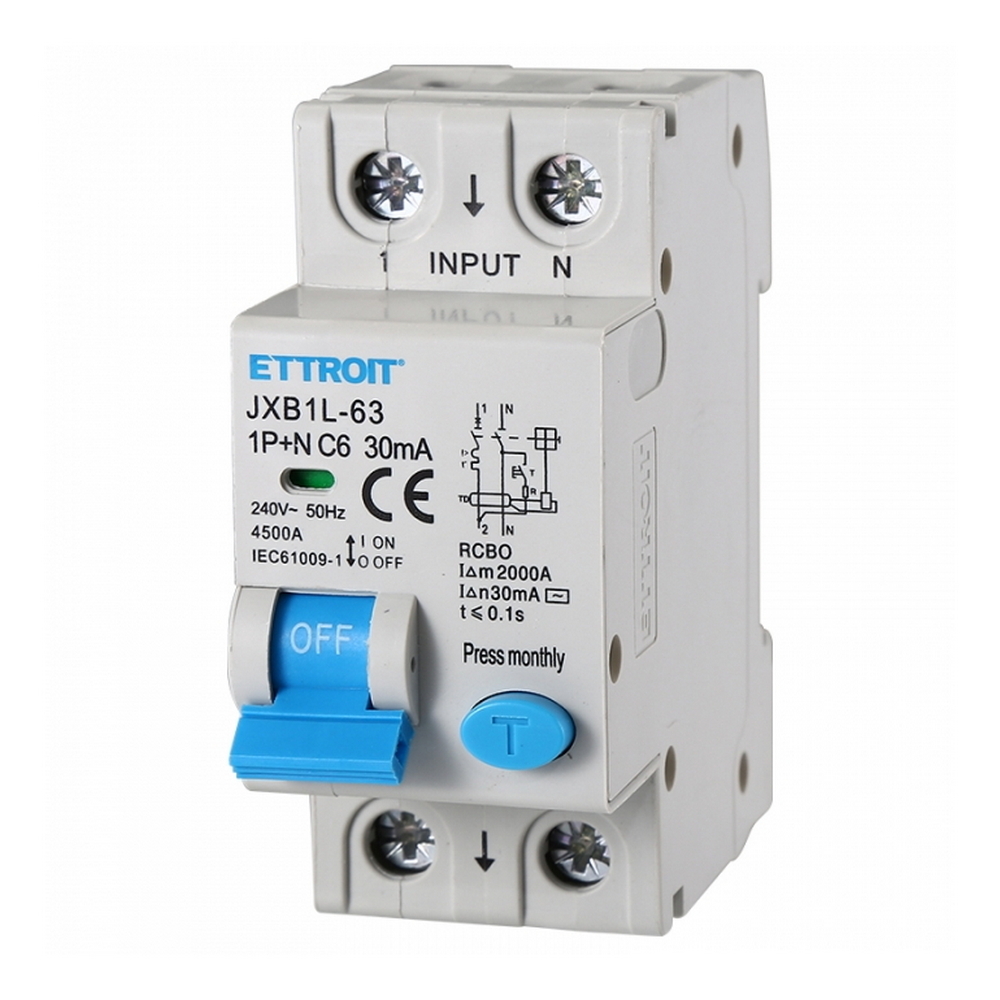 Foto principale Interruttore magnetotermico differenziale modulare 1P+N 6A 30mA 6KA 220V Ettroit