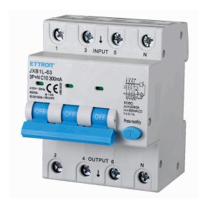 Foto principale Interruttore magnetotermico differenziale modulare 3P+N 10A 300mA 6KA 380V Ettroit