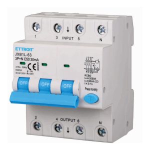 Foto principale Interruttore magnetotermico differenziale modulare 3P+N 50A 30mA 6KA 380V Ettroit