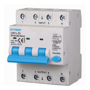 Foto principale Interruttore magnetotermico differenziale modulare 3P+N 63A 30mA 6KA 380V Ettroit