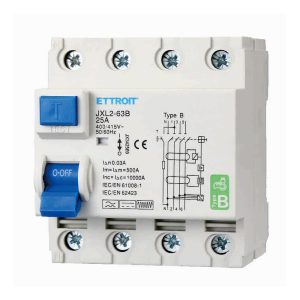 Foto principale Interruttore magnetotermico differenziale puro modulare 4P 25A 30mA 6KA AC/DC 380V curva B Ettroit