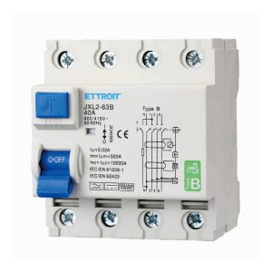 Foto principale Interruttore magnetotermico differenziale puro modulare 4P 40A 30mA 6KA AC/DC 380V curva B Ettroit