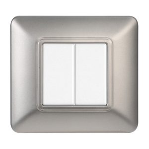 Foto principale Placca 2 moduli 502 in plastica argento compatibile anche con BTicino Matix