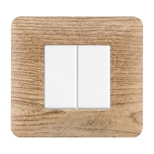 Foto principale Placca 2 moduli 502 in plastica legno chiaro compatibile anche con BTicino Matix