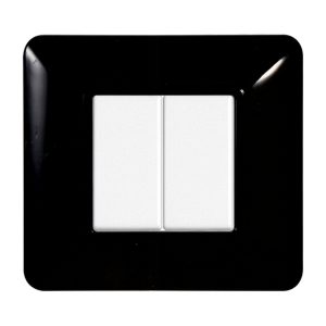 Foto principale Placca 2 moduli 502 in plastica nera compatibile anche con BTicino Matix