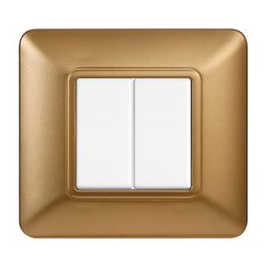 Foto principale Placca 2 moduli 502 in plastica oro compatibile anche con BTicino Matix