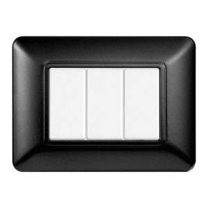 Foto principale Placca 3 moduli 503 in plastica acciaio scuro compatibile anche con BTicino Matix