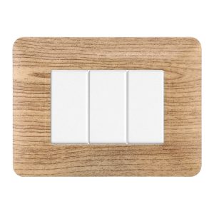 Foto principale Placca 3 moduli 503 in plastica legno chiaro compatibile anche con BTicino Matix
