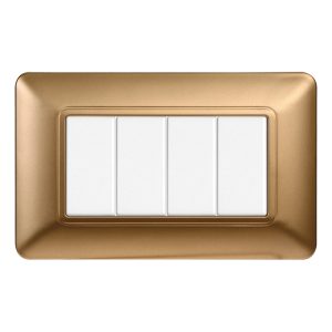 Foto principale Placca 4 moduli 504 in plastica oro compatibile anche con BTicino Matix