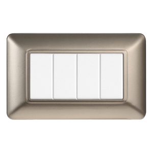 Foto principale Placca 4 moduli 504 in plastica titanio compatibile anche con BTicino Matix