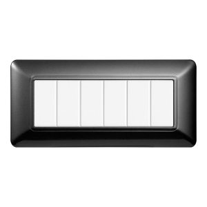 Foto principale Placca 6 moduli 506 in plastica acciaio scuro compatibile anche con BTicino Matix