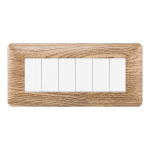 Foto principale Placca 6 moduli 506 in plastica legno chiaro compatibile anche con BTicino Matix