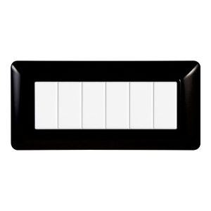 Foto principale Placca 6 moduli 506 in plastica nera compatibile anche con BTicino Matix