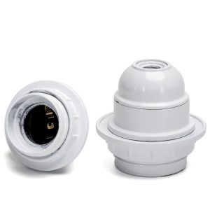 Foto principale Portalampada E27 Bianco 250V filettato con ghiera morsettiera a vite autobloccante in bachelite Aigostar