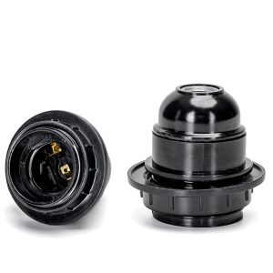 Foto principale Portalampada E27 Nero 250V filettato con ghiera morsettiera a vite autobloccante in bachelite Aigostar