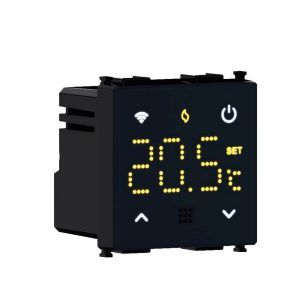 Foto principale Termostato Smart Tuya Wi-Fi Touch digitale da incasso nero compatibile anche con Vimar Plana
