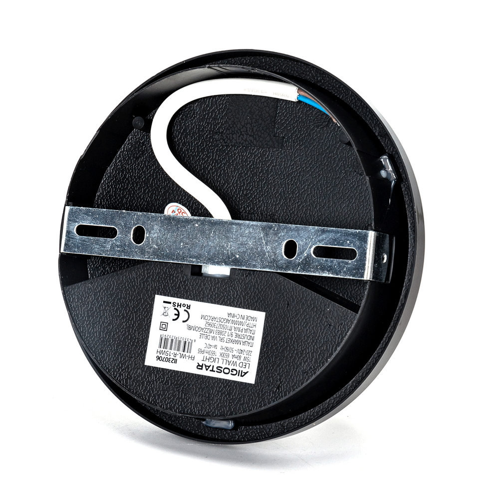Applique Led da parete slim Round 15W rotondo Nero IP65 Bianco freddo 6500K Aigostar - Foto 2