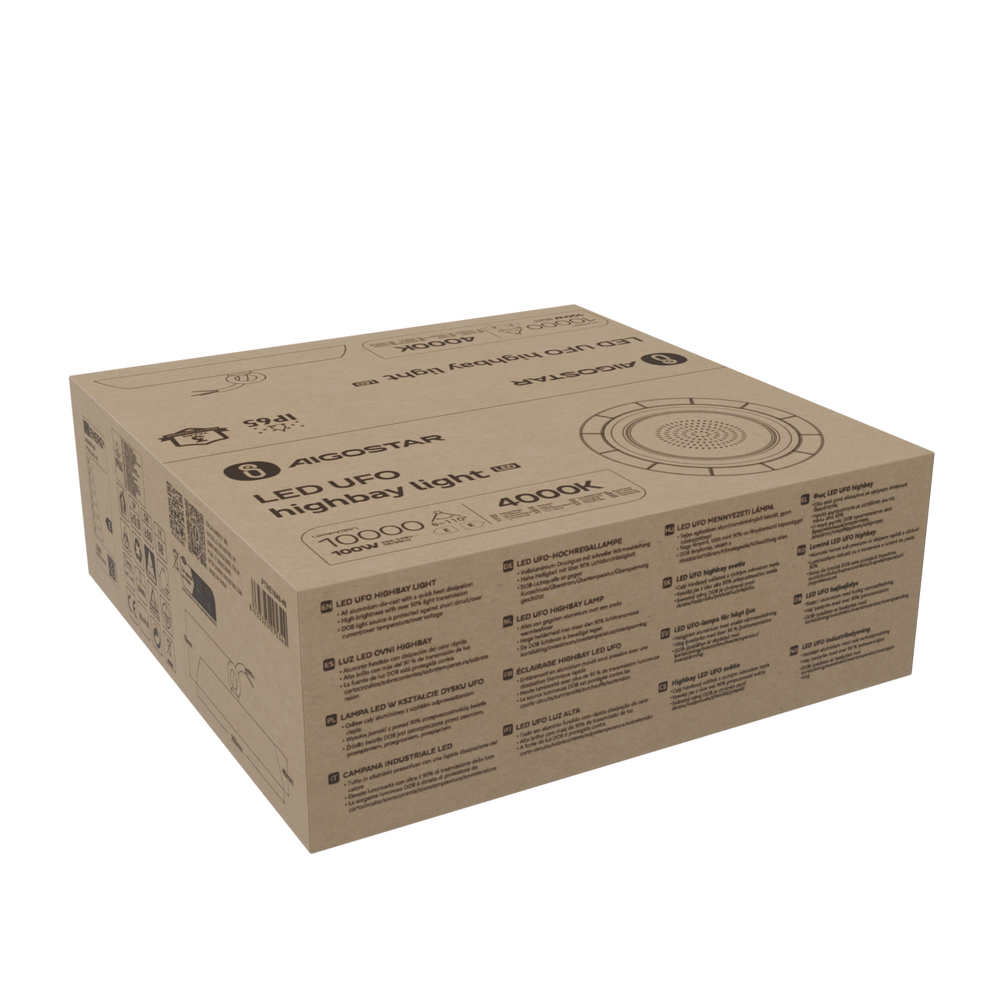 Campana Led industriale UFO 100W Nera IP65 Bianco Neutro 4000K 100LM/W Aigostar - Foto 4