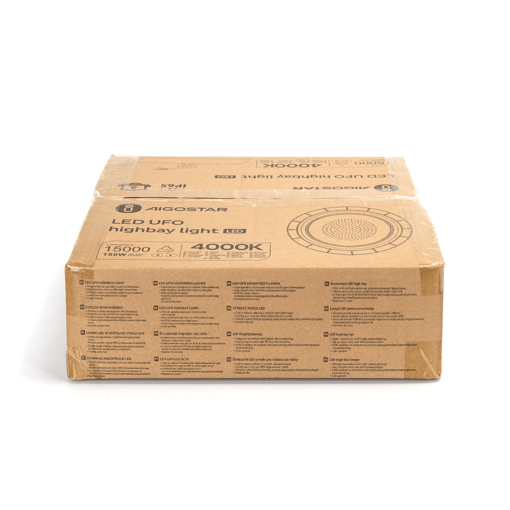 Campana Led industriale UFO 150W Nera IP65 Bianco Freddo 6500K 100LM/W Aigostar - Foto 4