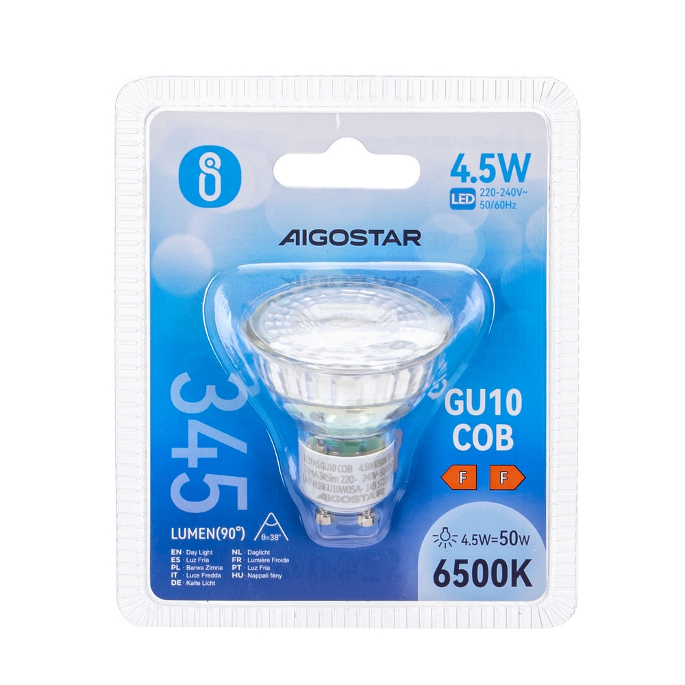 Faretto Led GU10 4,5W COB Apertura 38 gradi Bianco freddo 6500K Aigostar - Foto 2