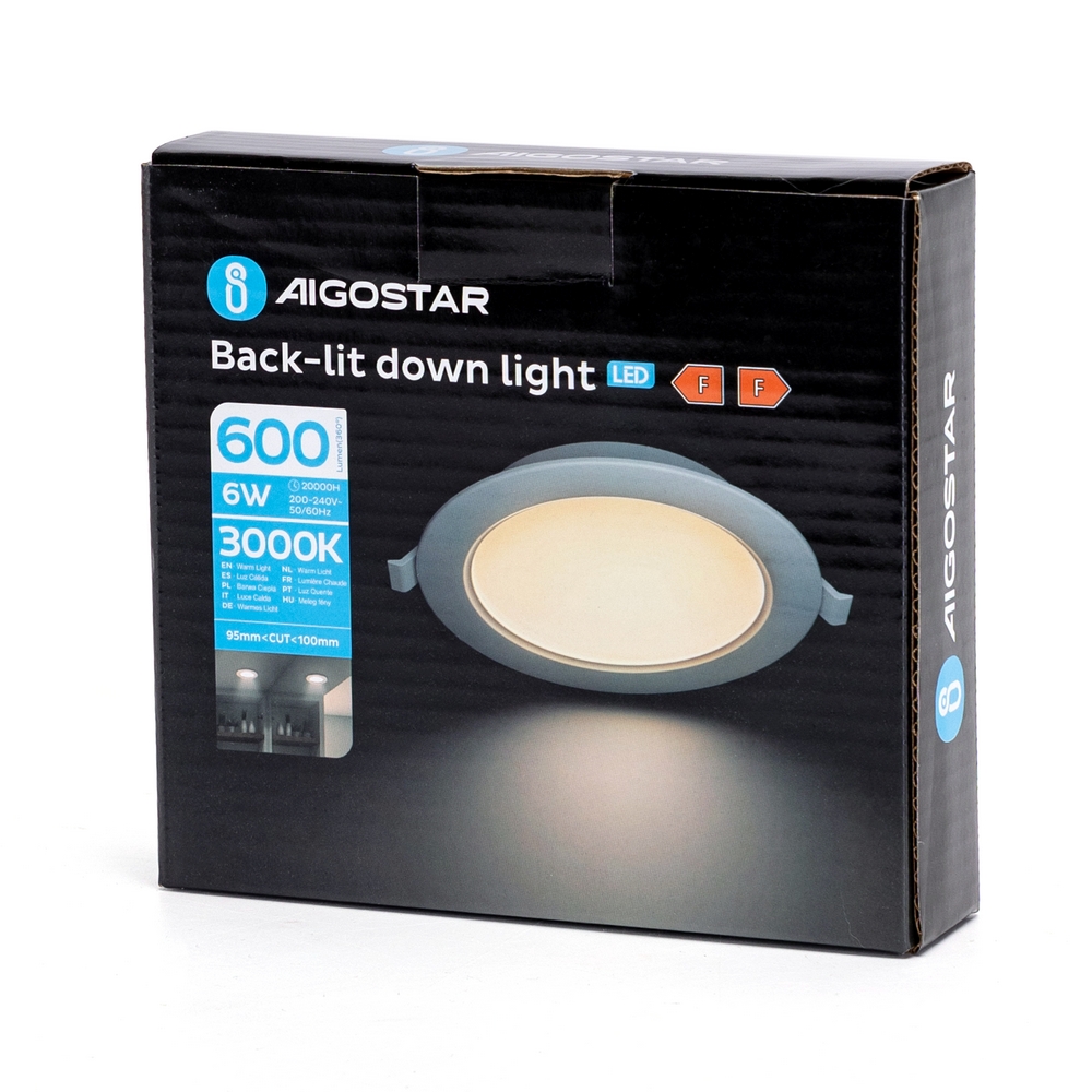 Faretto Led slim da incasso 6W Rotondo Cornice bianca Apertura 100 gradi Bianco caldo 3000K Aigostar - Foto 2