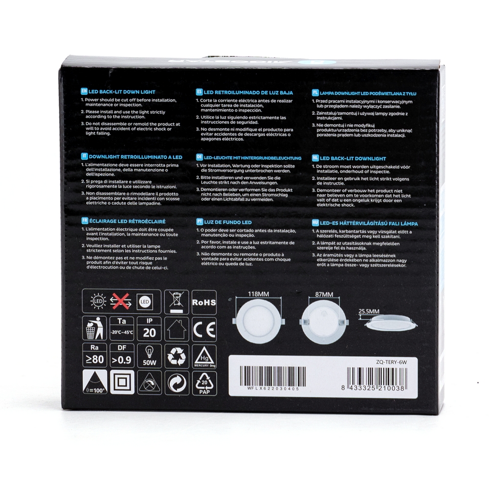 Faretto Led slim da incasso 6W Rotondo Cornice bianca Apertura 100 gradi Bianco caldo 3000K Aigostar - Foto 3