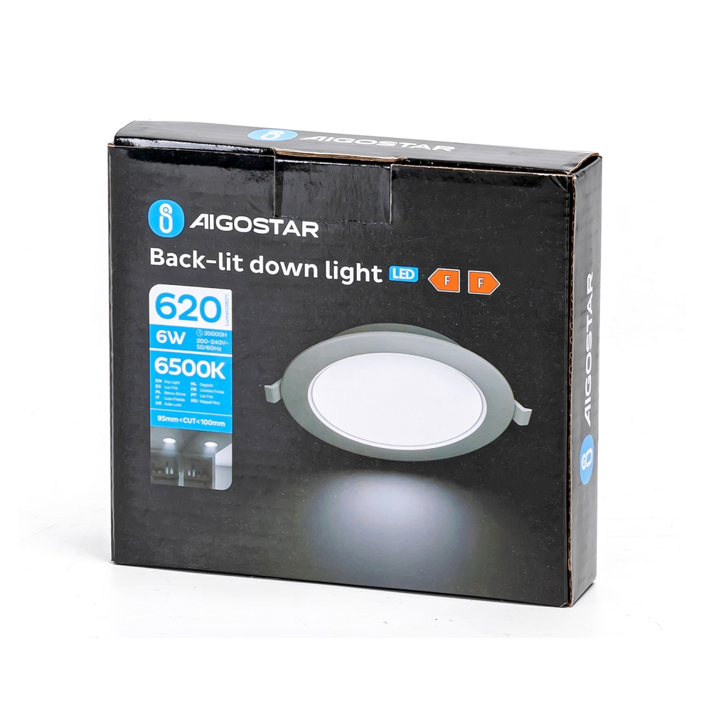 Faretto Led slim da incasso 6W Rotondo Cornice bianca Apertura 100 gradi Bianco freddo 6500K Aigostar - Foto 2