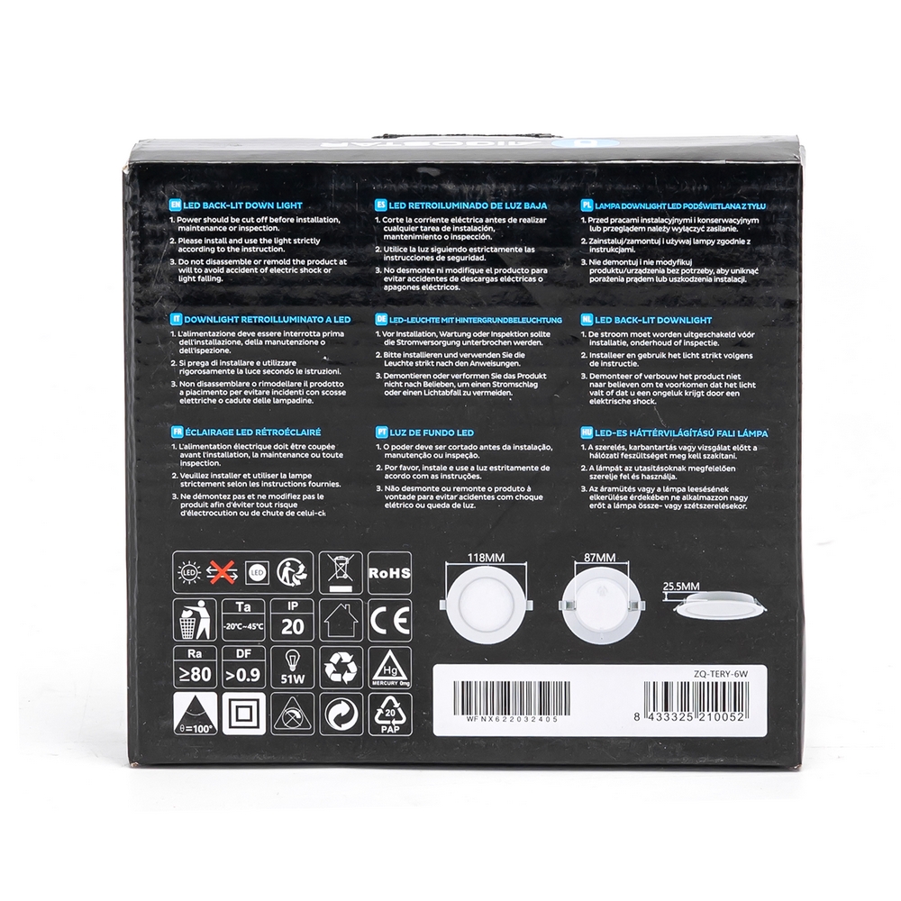 Faretto Led slim da incasso 6W Rotondo Cornice bianca Apertura 100 gradi Bianco freddo 6500K Aigostar - Foto 3