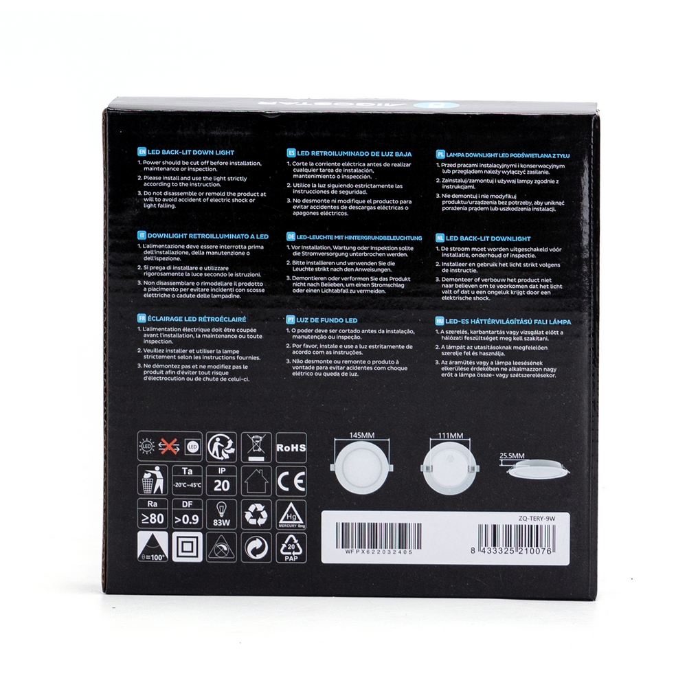 Faretto Led slim da incasso 9W Rotondo Cornice bianca Apertura 100 gradi Bianco neutro 4000K Aigostar - Foto 3