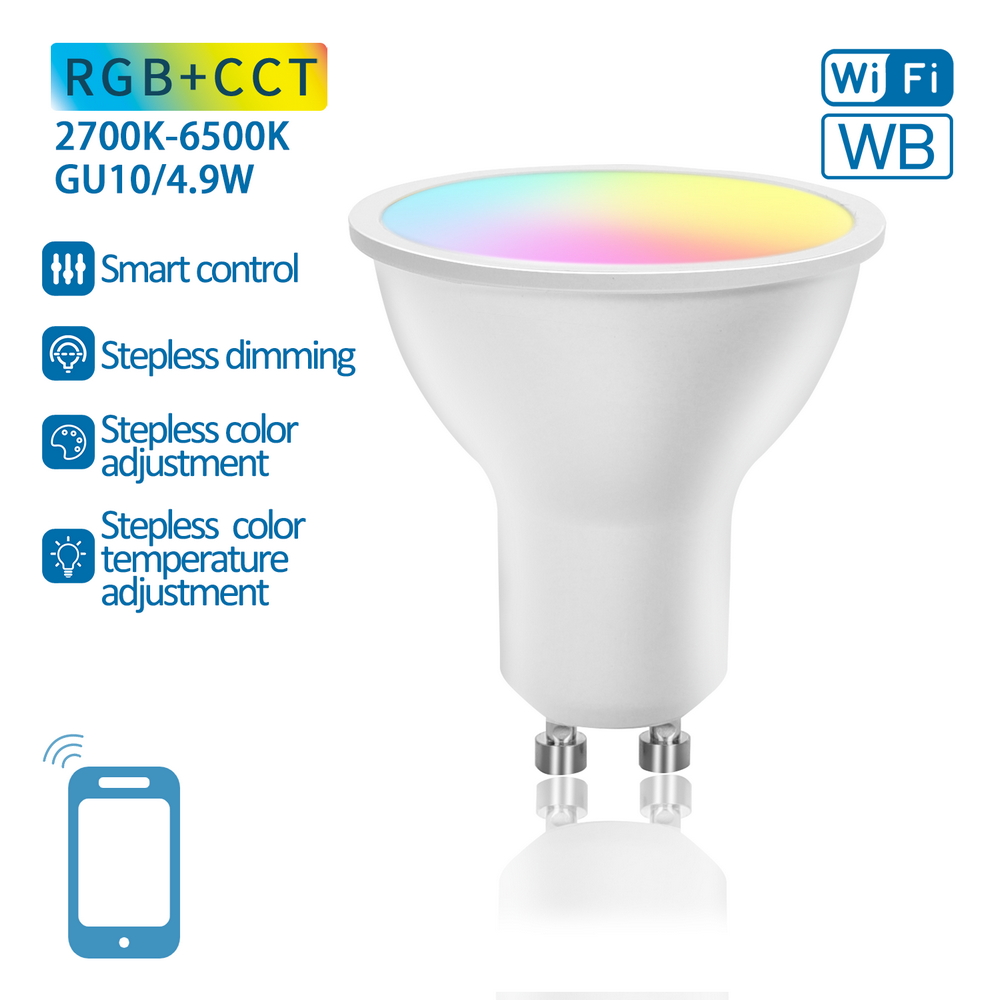 Faretto Led Smart GU10 4,9W WiFi RGB CCT luce regolabile e dimmerabile Aigostar - Foto 2